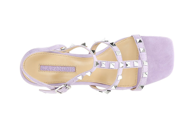 SANDALO IN PELLE SCAMOSCIATA CON BORCHIE