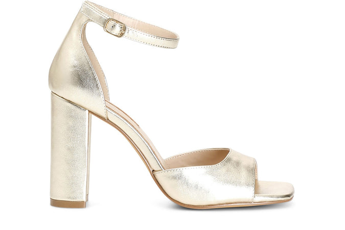 SANDALO METALLIZZATO CON LACCIO ALLA CAVIGLIA