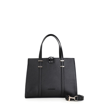 SHOPPING RIGIDA CON INSERTO CN E PASSANTI IN METALLO ALL'ATTACCO MANICI