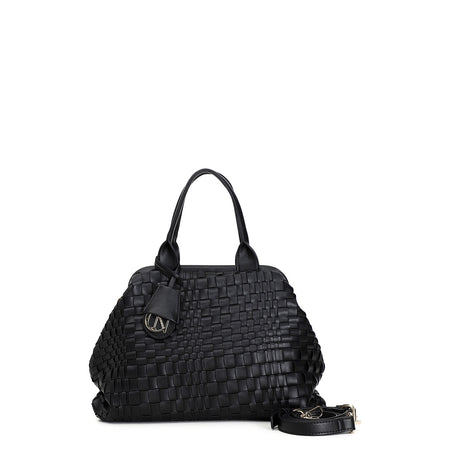BAULETTO CON INTRECCIO IRREGOLARE E ACCESSORIO CN PENDENTE