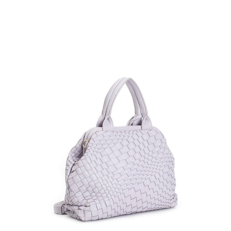 BAULETTO CON INTRECCIO IRREGOLARE E ACCESSORIO CN PENDENTE