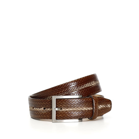 CINTURA UOMO IN PELLE CON STAMPA INTRECCIO
