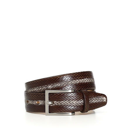 CINTURA UOMO IN PELLE CON STAMPA INTRECCIO