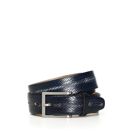 CINTURA UOMO IN PELLE CON STAMPA INTRECCIO