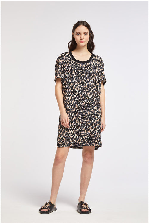 MINIABITO STAMPATO CON SCOLLO DIETRO