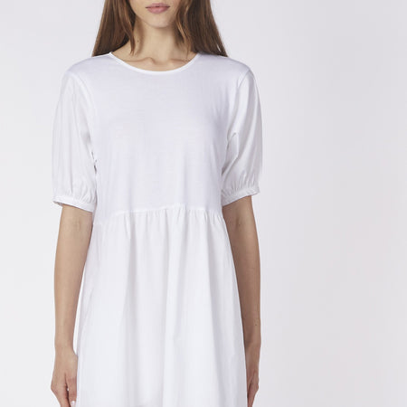 ABITO LUNGO BIMATERIALE MANICA A PALLONCINO