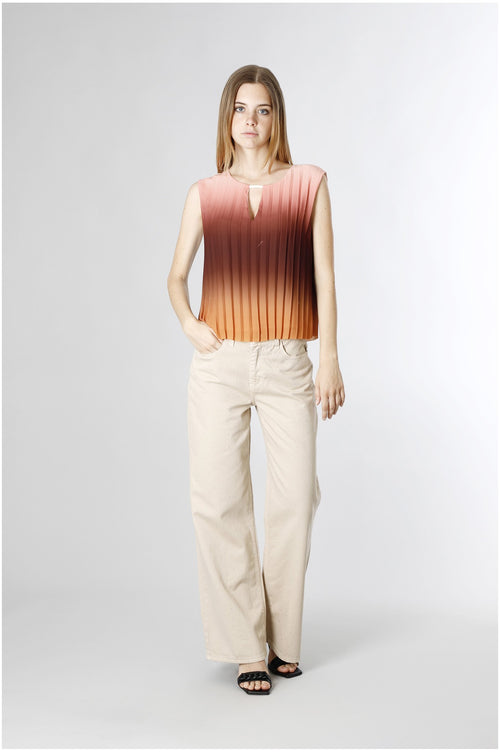 TOP PLISSETTATO STAMPATO