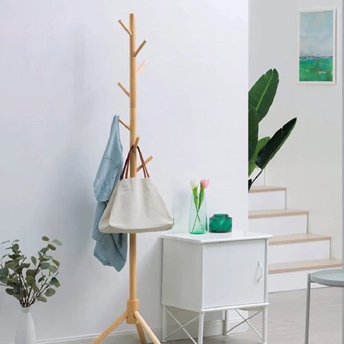 Piantana Appendiabiti in legno Naturale 8 Ganci 41x41 H176cm Verniciato Naturale
