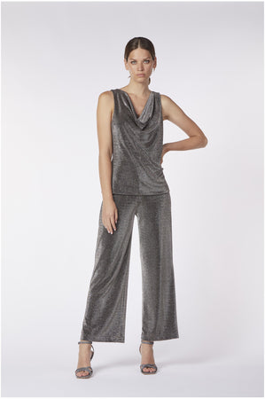 TOP SCOLLO A GOCCIA TESSUTO LUREX