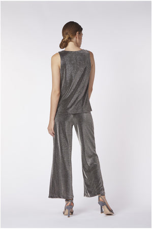 TOP SCOLLO A GOCCIA TESSUTO LUREX