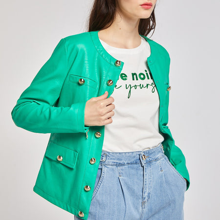 GIACCA SIMILPELLE CON BOTTONI