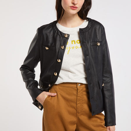 GIACCA SIMILPELLE CON BOTTONI