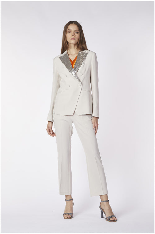 GIACCA DOPPIPETTO CON COLLO DI PAILETTES