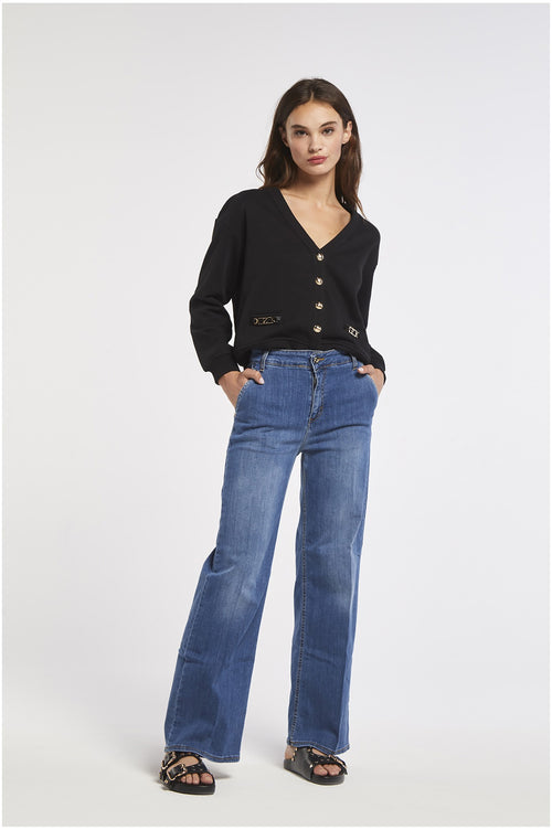 PANTALONE PALAZZO CON TASCHE TIPO CHINO