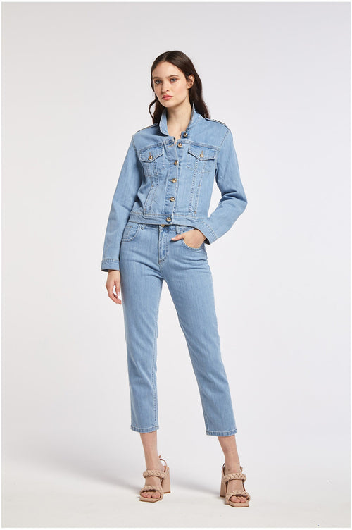 GIUBBINO DENIM CON PLACCHETTE