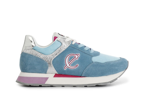 SNEAKERS IN PELLE SCAMOSCIATA E TESSUTOCON RIPORTI GLITTER