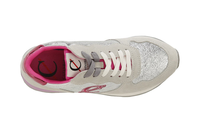 SNEAKER IN PELLE SCAMOSCIATA E GLITTER