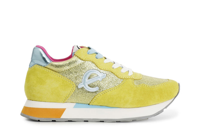 SNEAKER IN PELLE SCAMOSCIATA E GLITTER