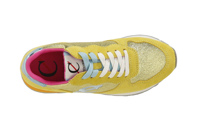 SNEAKER IN PELLE SCAMOSCIATA E GLITTER