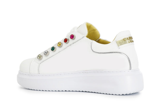 SNEAKERS CON RICAMO E STRASS COLORATI