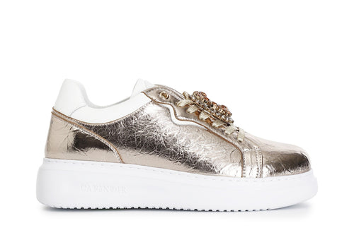 SNEAKERS IN MATERIALE LAMINATO CON ACCESSORI LEVA E METTI