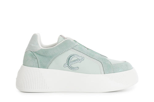 SLIPON IN PELLE SCAMOSCIATA LAMINATA CON RIPORTI GLITTER