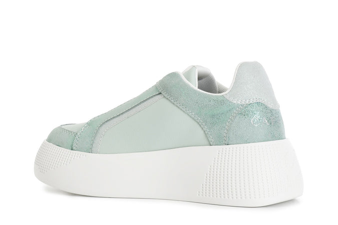 SLIPON IN PELLE SCAMOSCIATA LAMINATA CON RIPORTI GLITTER
