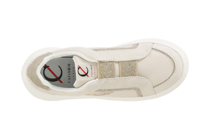 SLIPON IN PELLE SCAMOSCIATA LAMINATA CON RIPORTI GLITTER
