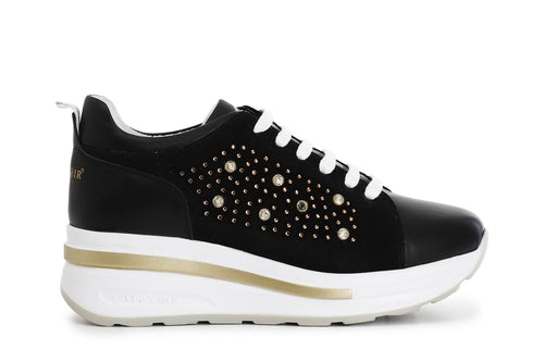 SNEAKERS IN PELLE SCAMOSCIATA E STRASS