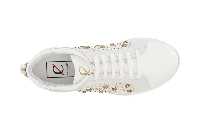 SNEAKERS IN PELLE SCAMOSCIATA E STRASS