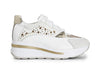 SNEAKERS IN PELLE E STRASS