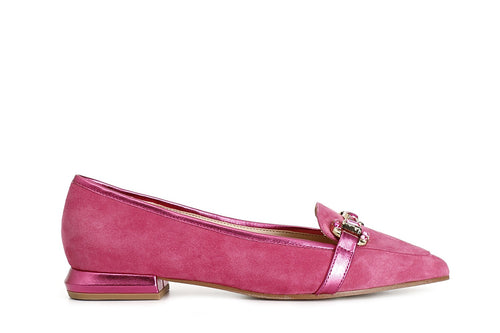 MOCASSINO IN PELLE SCAMOSCIATA CON MORSETTO STRASS