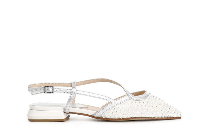 BALLERINA APERTA DIETRO CON RETINA E STRASS