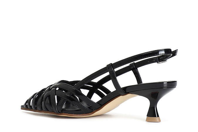 SANDALO LACCIO DIETRO TOMAIA A GABBIA EFFETTO VERNICE