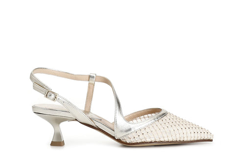 SCARPA APERTA DIETRO MODELLO ASIMMETRICO RETINA CON STRASS DAVANTI