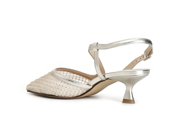 SCARPA APERTA DIETRO MODELLO ASIMMETRICO RETINA CON STRASS DAVANTI