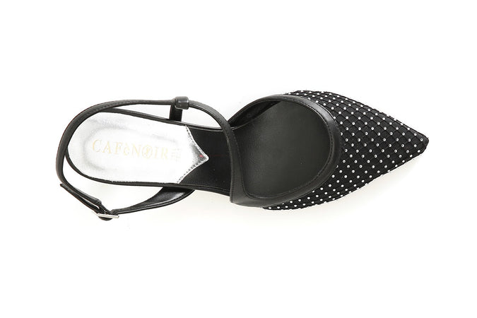 SCARPA APERTA DIETRO MODELLO ASIMMETRICO RETINA CON STRASS DAVANTI