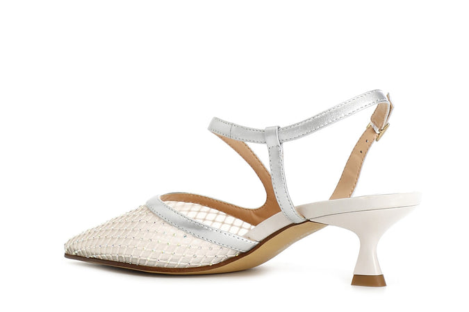 SCARPA APERTA DIETRO MODELLO ASIMMETRICO RETINA CON STRASS DAVANTI