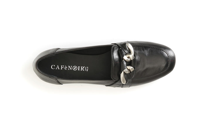 MOCASSINO IN PELLE CON MORSETTO CATENA