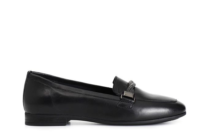 MOCASSINO IN PELLE CON MORSETTO STRASS