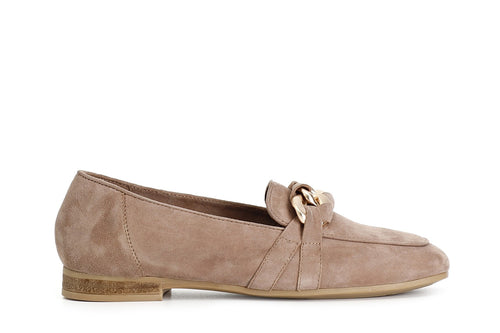 MOCASSINO IN PELLE SCAMOSCIATA CON MORSETTO CATENA