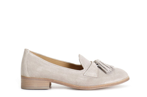 PANTOFOLA IN PELLE SCAMOSCIATA CON NAPPINE