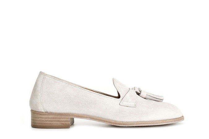 PANTOFOLA IN PELLE SCAMOSCIATA CON NAPPINE