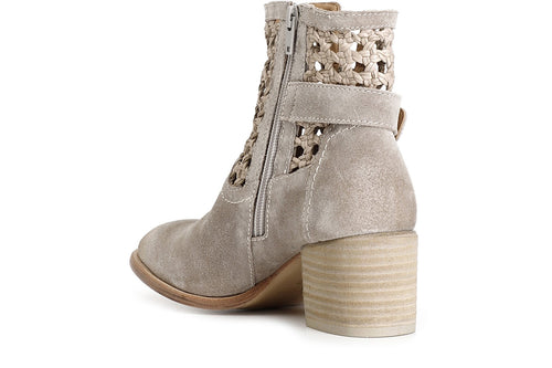 TRONCHETTO IN PELLE SCAMOSCIATA E INTRECCIO CON FIBBIA