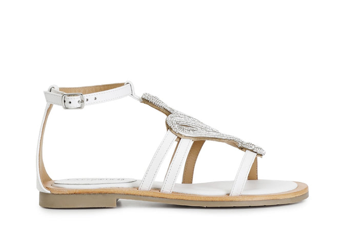 SANDALO ASIMMETRICO IN NAPPA CON ACCESSORIO STRASS