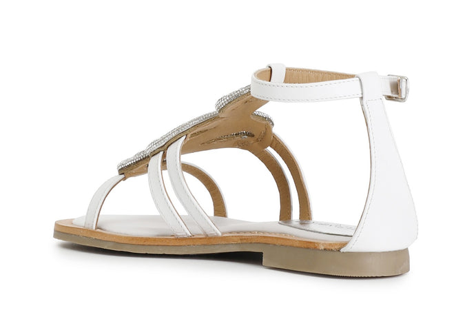 SANDALO ASIMMETRICO IN NAPPA CON ACCESSORIO STRASS