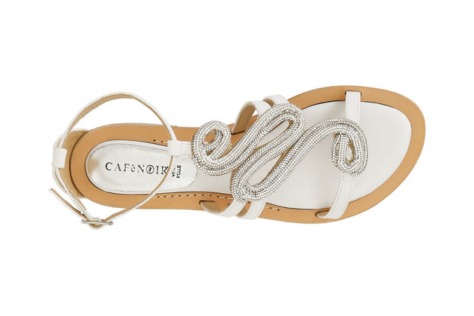 SANDALO ASIMMETRICO IN NAPPA CON ACCESSORIO STRASS
