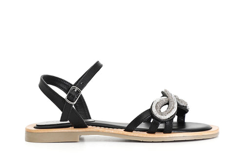 SANDALO GILDA IN NAPPA CON ACCESSORIO STRASS