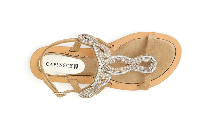 SANDALO IN CAMOSCIO CON ACCESSORIO STRASS