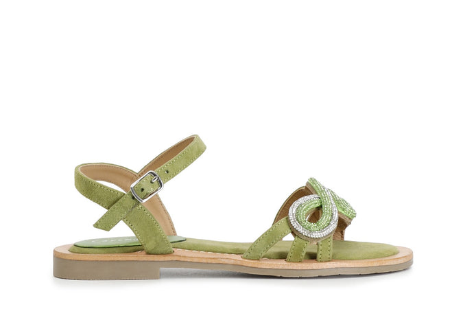 SANDALO GILDA IN CAMOSCIO CON ACCESSORIO STRASS